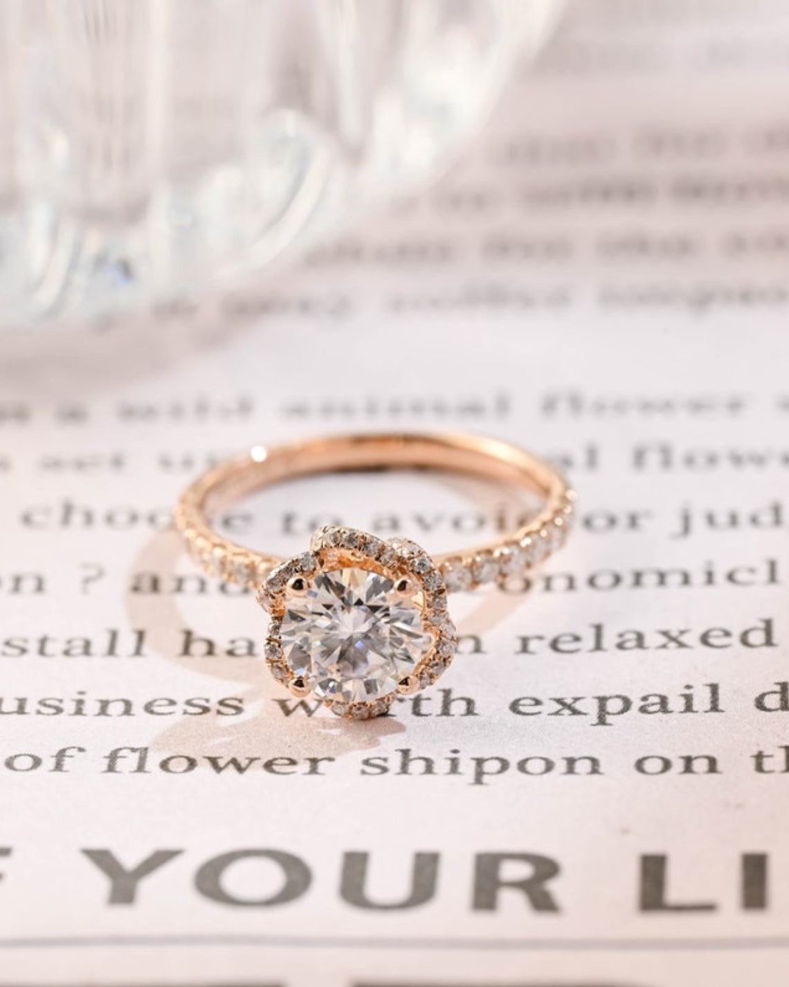 1.0 CT Round F/VS1 CVD Diamond Unique Halo Pave Setting Engagement Ring - Camila Brown