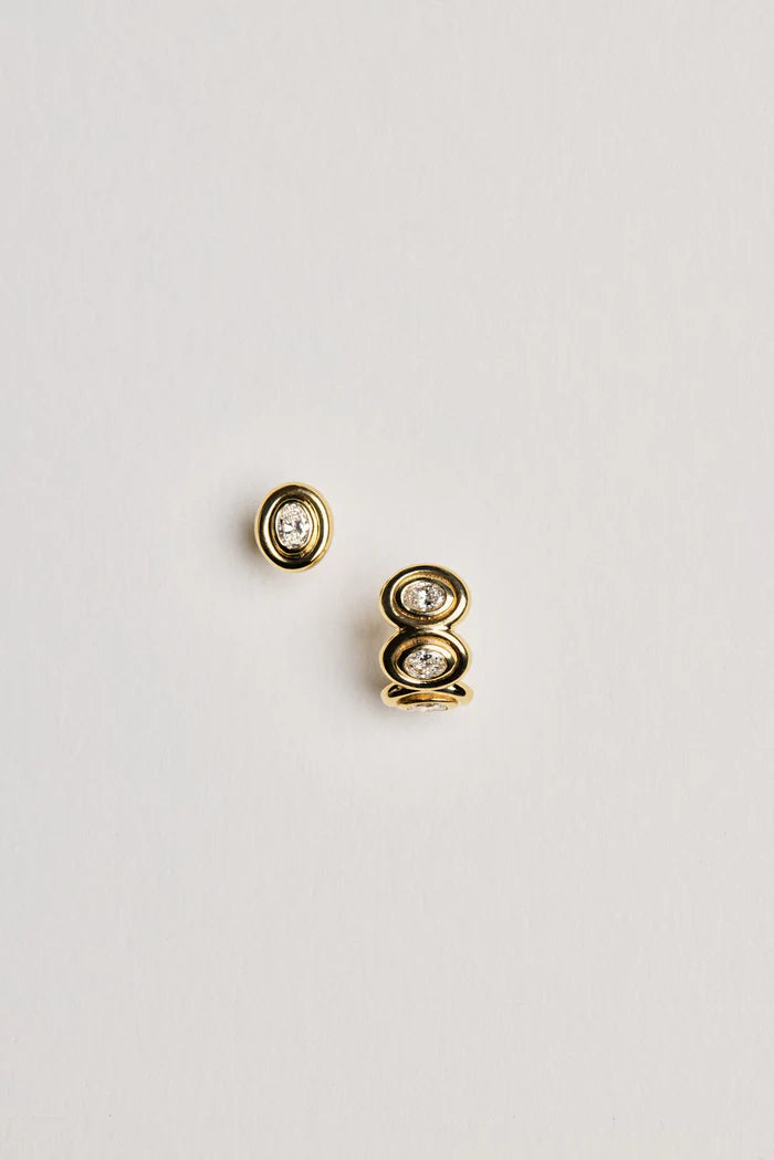 0.60 TCW Mini Oval Moissanite Diamond Bezel Hoops Earrings