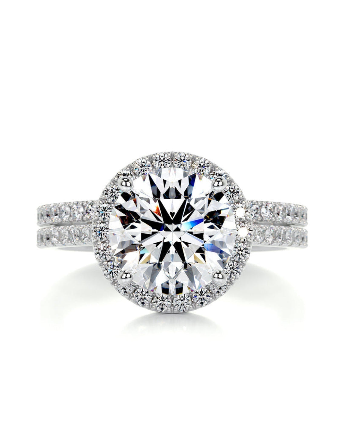 2.0 CT Round Halo & Pave F-VS Loose Diamond Bridal Set - Camila Brown