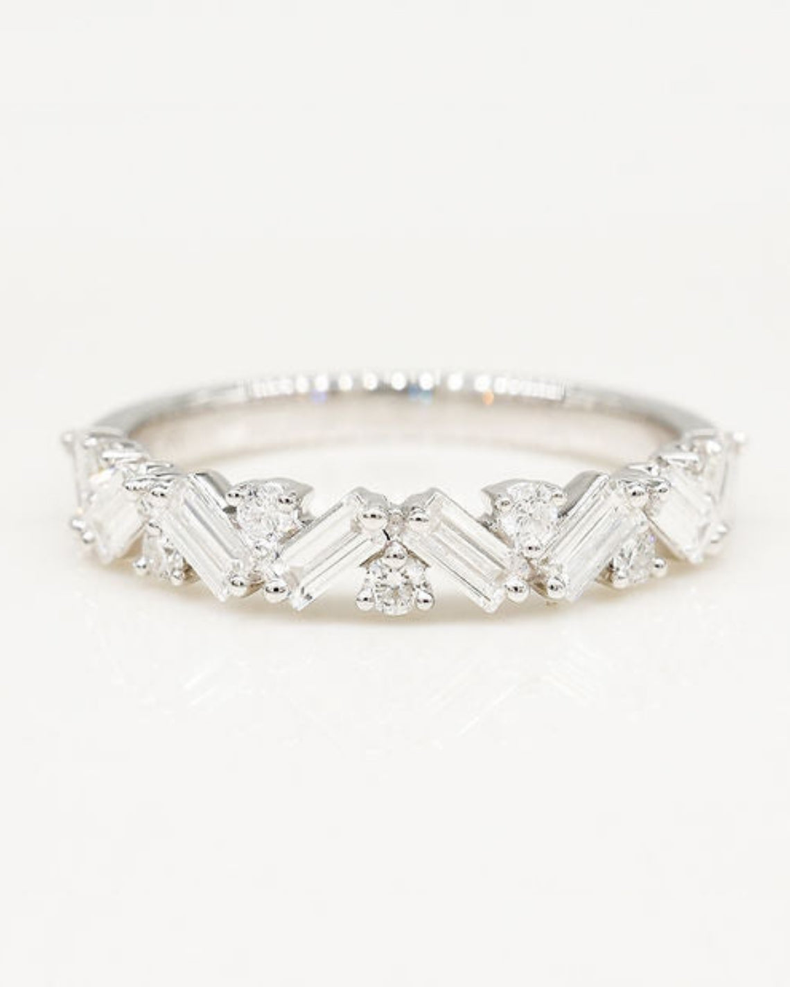 0.62 TCW Baguette & Round CVD Diamond Cluster Wedding Band - Camila Brown