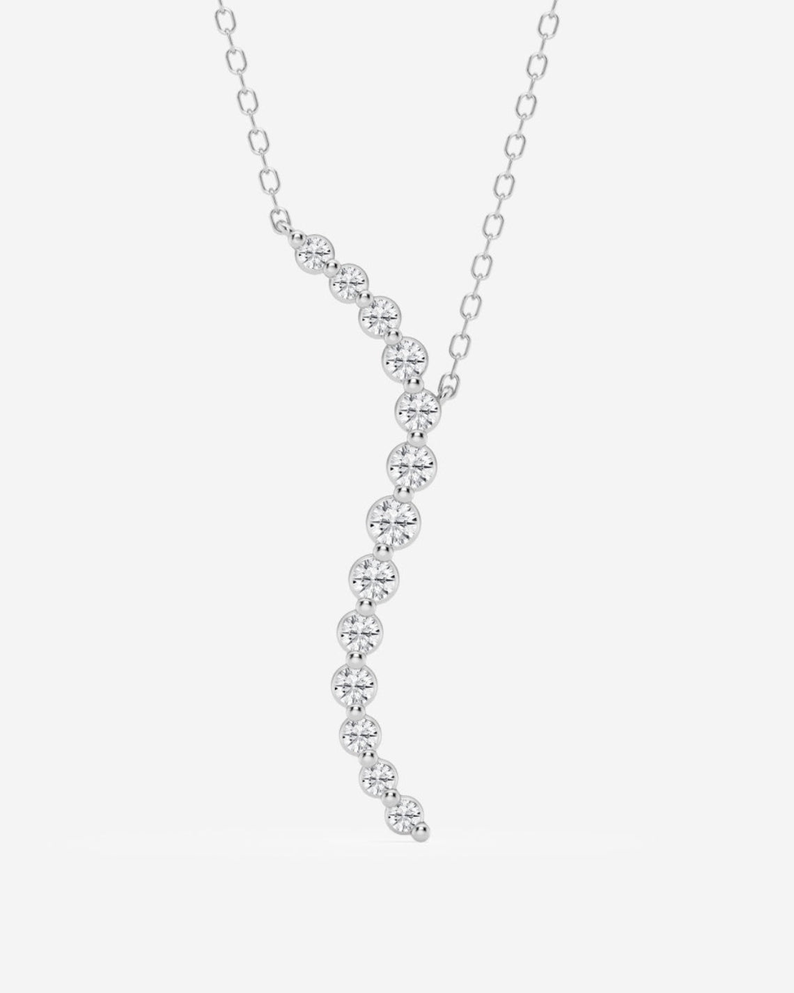 0.38 TCW Round Moissanite Diamond Curved Floating Pendant Necklace - Camila Brown