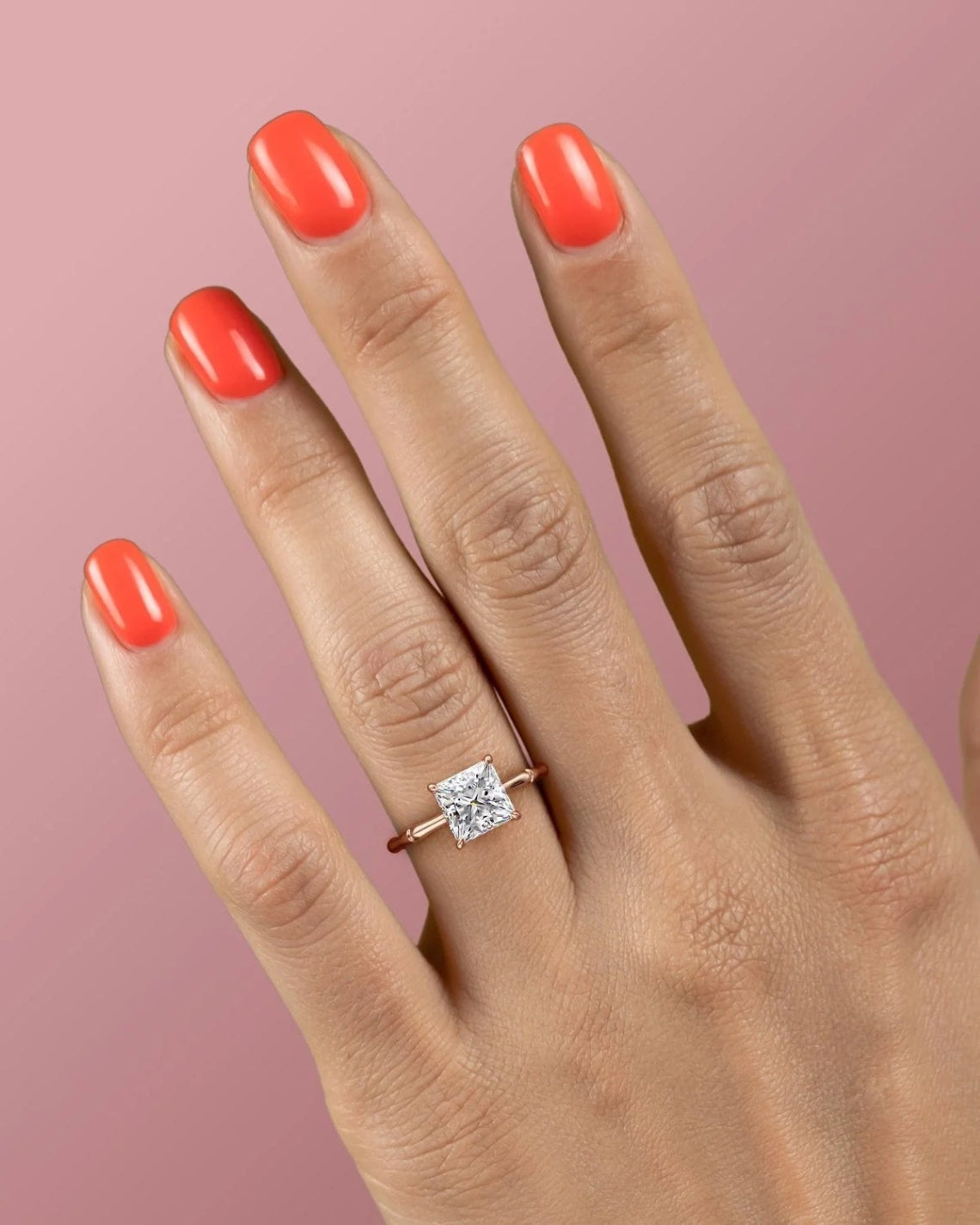 1.0 -3.0 CT Princess Shape Hidden Halo Style Engagement Ring