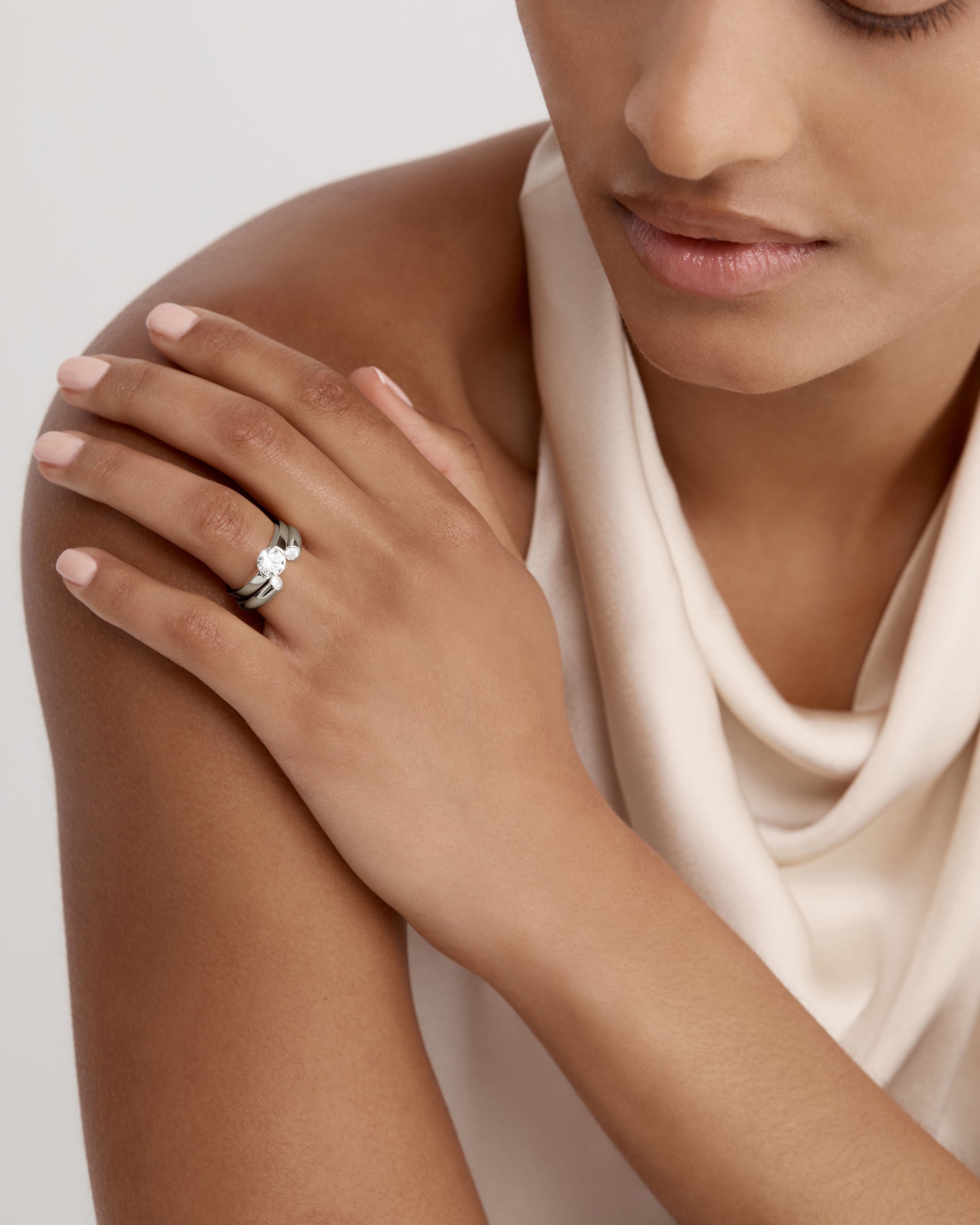 0.20 TCW Round EF- VVS Diamond Open Wedding Band