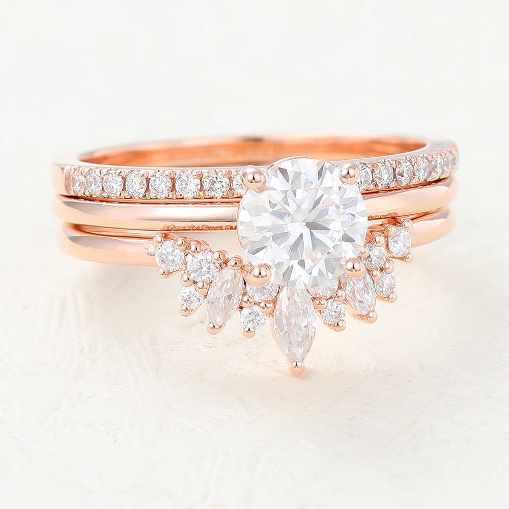 0.68 CT Round Moissanite Solitaire Bridal Ring Set - Camila Brown