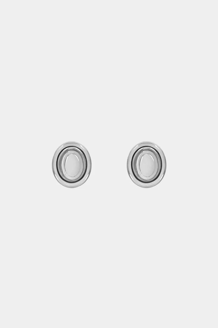 Oval Bezel Studs Earrings