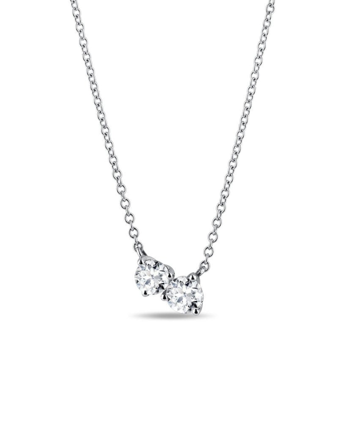 0.35 TCW Round Moissanite Diamond Two Stones Pendent Necklace - Camila Brown