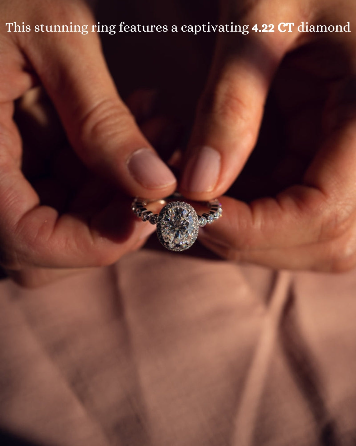 2.22 - 4.22 CT Oval G/VS2 CVD Diamond Halo Pave Setting Engagement Ring - Camila Brown