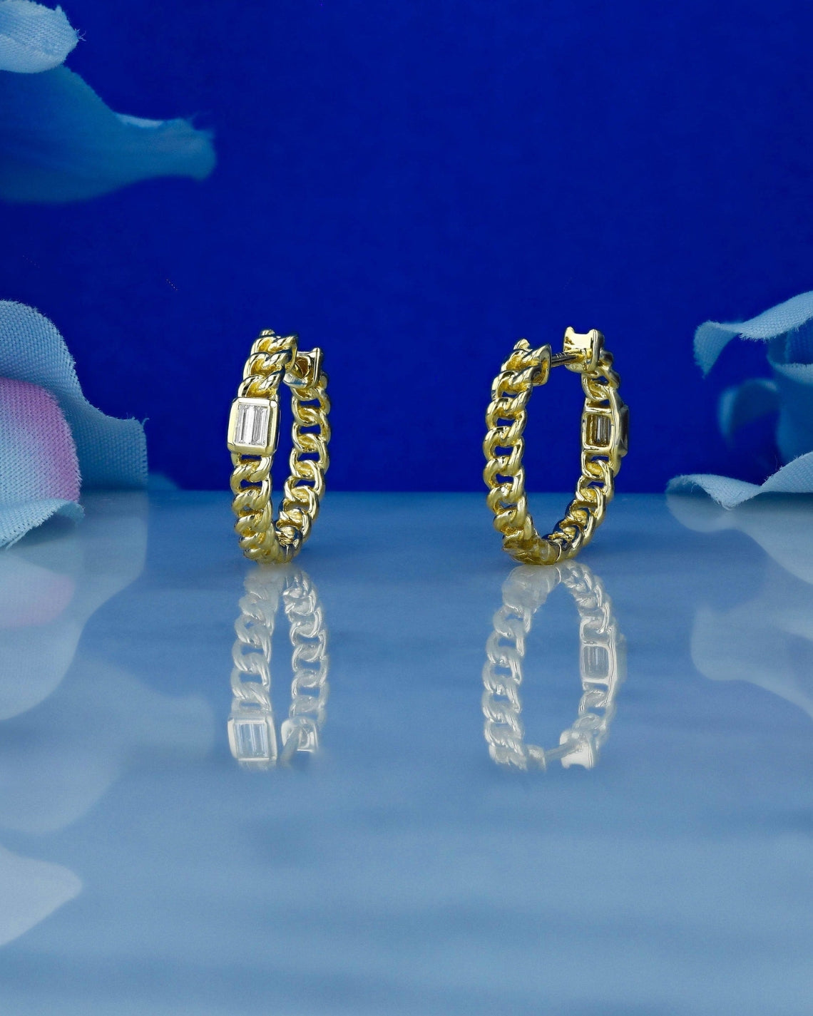0.80 TCW Baguette Moissanite Diamond Huggie Hoop Earrings - Camila Brown