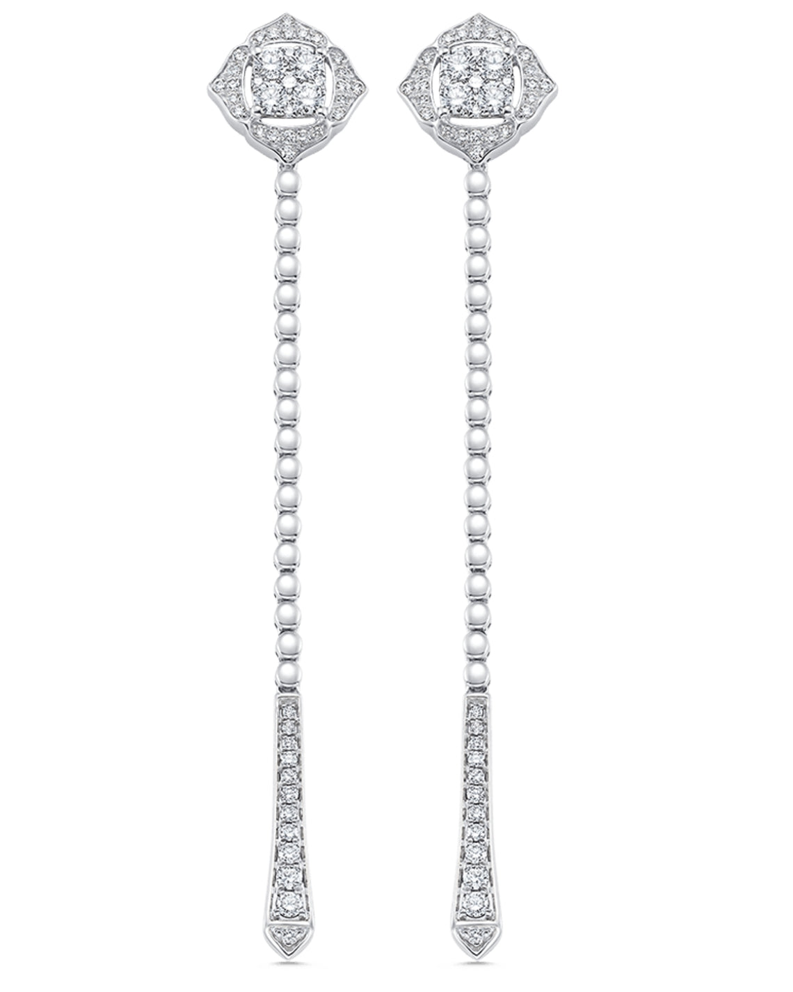 0.75 TCW Round Moissanite Diamond Long Drop Earrings - Camila Brown