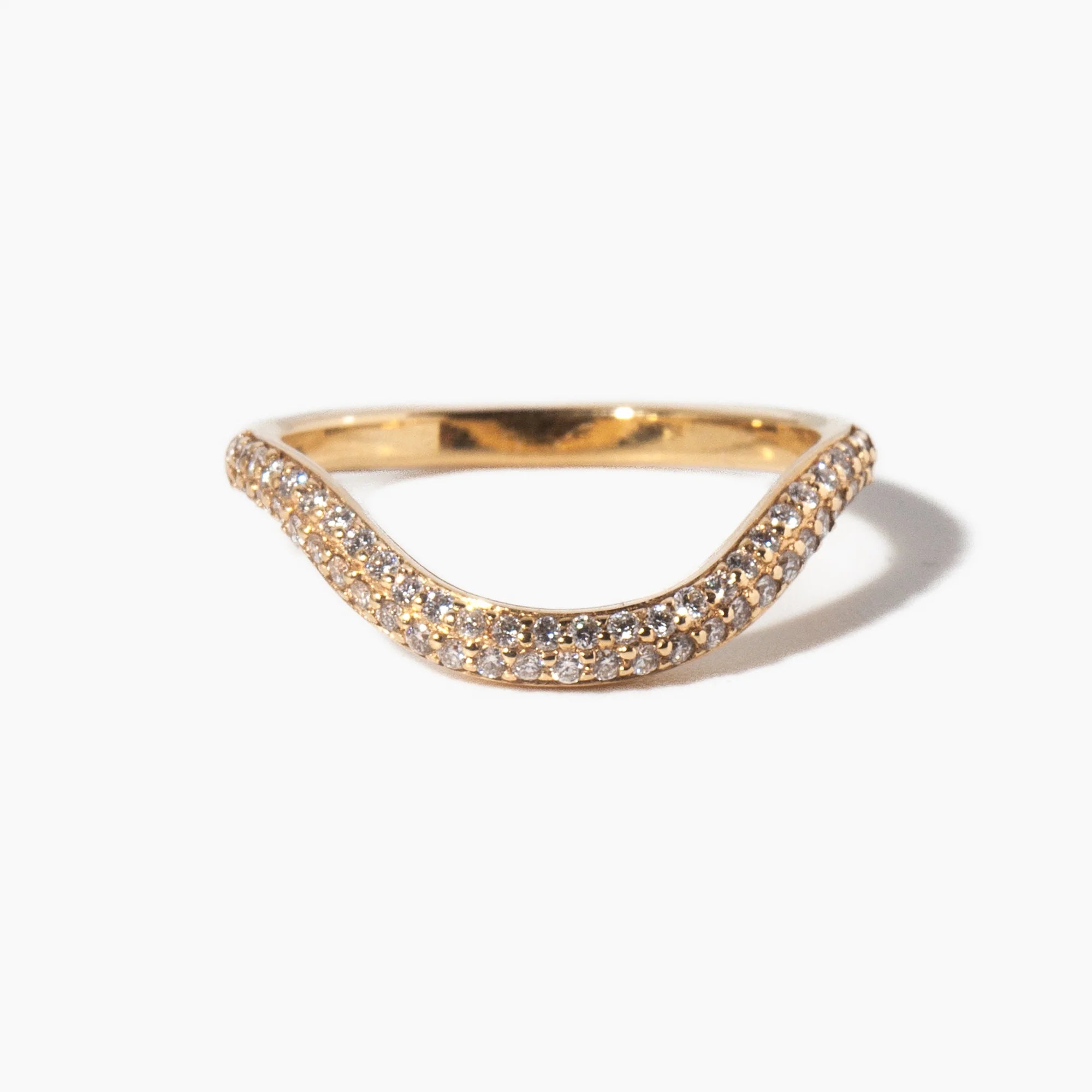 0.38 TCW Round CVD Diamond curved Wedding Band