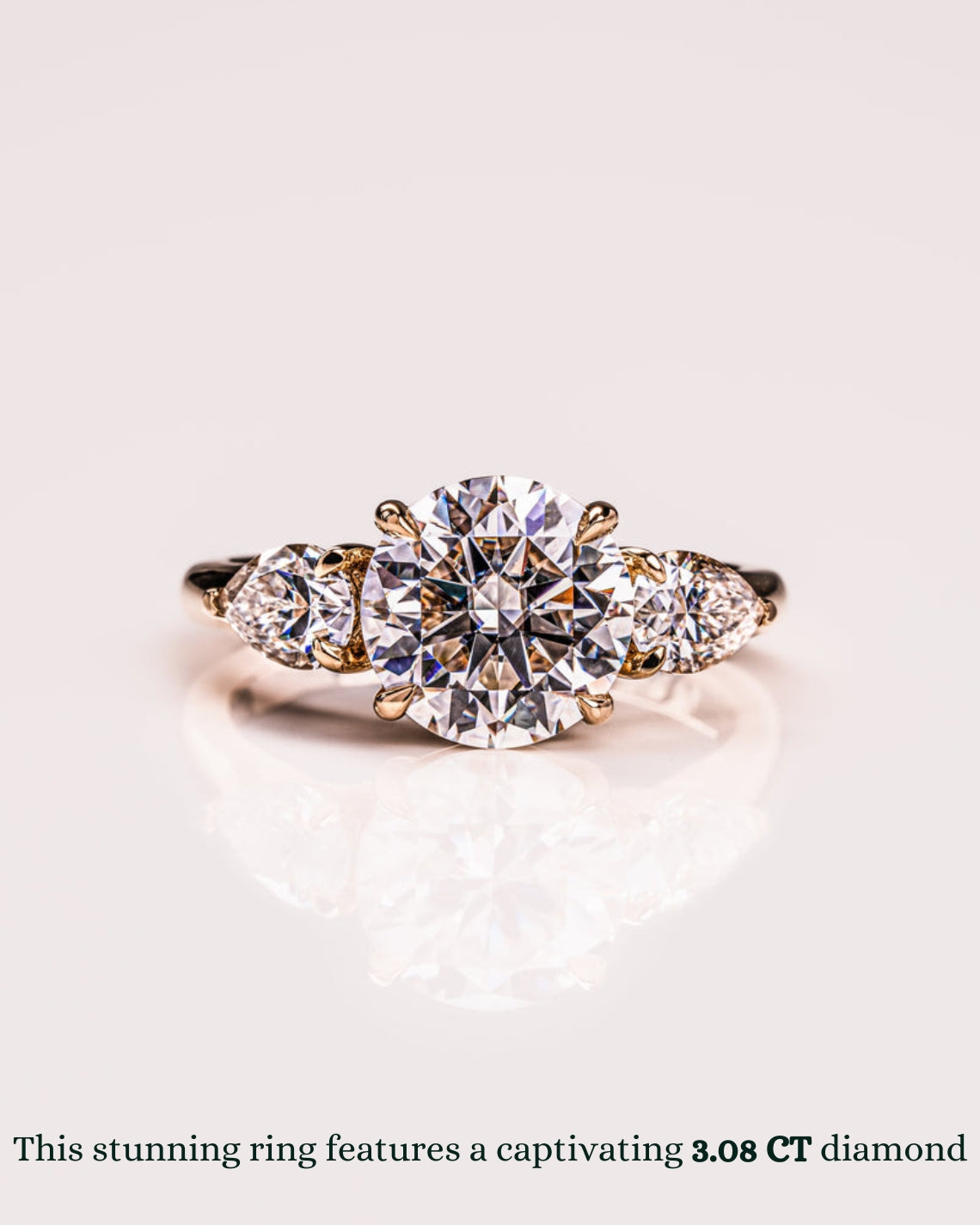 1.08-3.08 CT Round F/VS2 CVD Diamond Three Stone Engagement Ring - Camila Brown