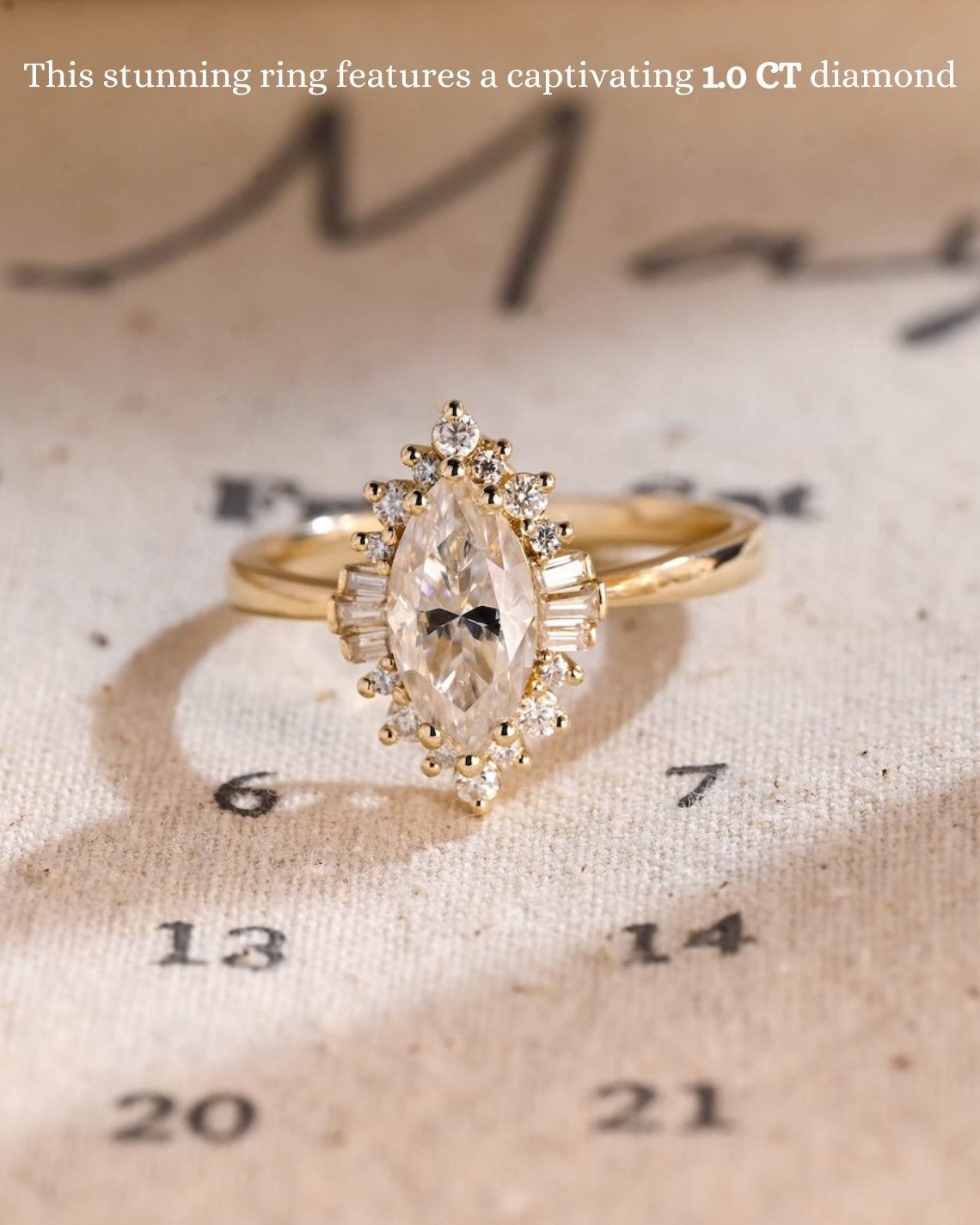 1.0 CT Marquise F/VS1 CVD Diamond Halo Solitaire Engagement Ring - Camila Brown