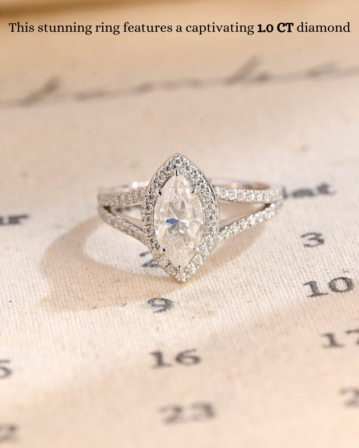 1.0 CT Marquise F/VS1 CVD Diamond Split Shank Style Engagement Ring - Camila Brown