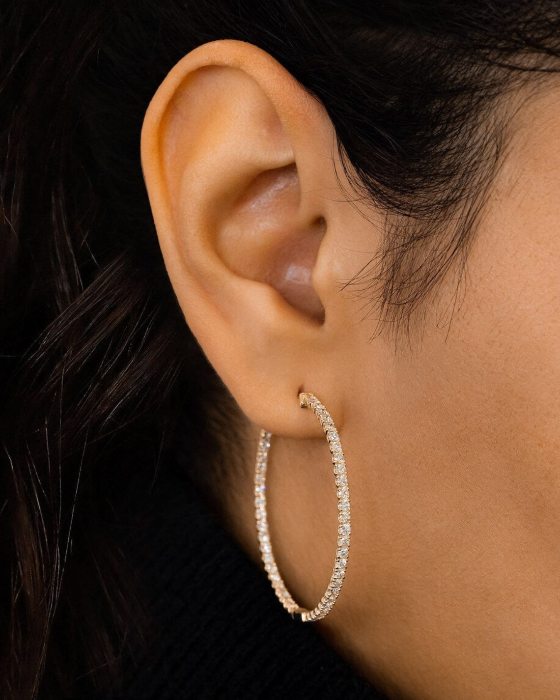 2.30 TCW Round Moissanite Diamond Hoop Earrings - Camila Brown