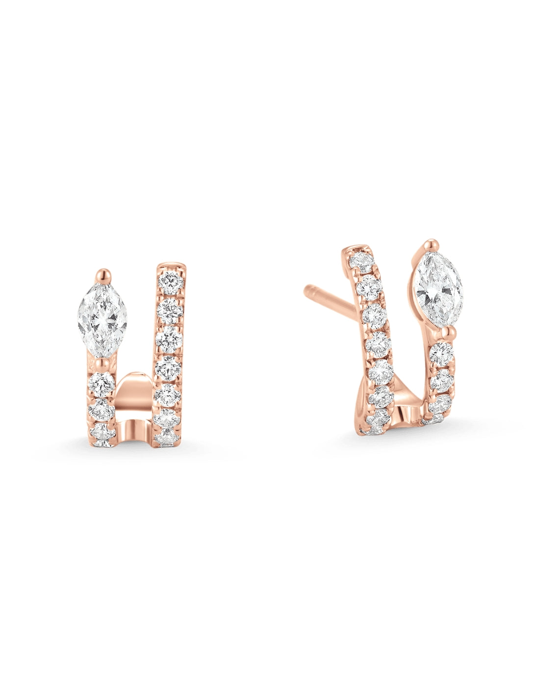 0.49 TCW Round & Marquise Moissanite Diamond Hoop Huggie Earrings - Camila Brown