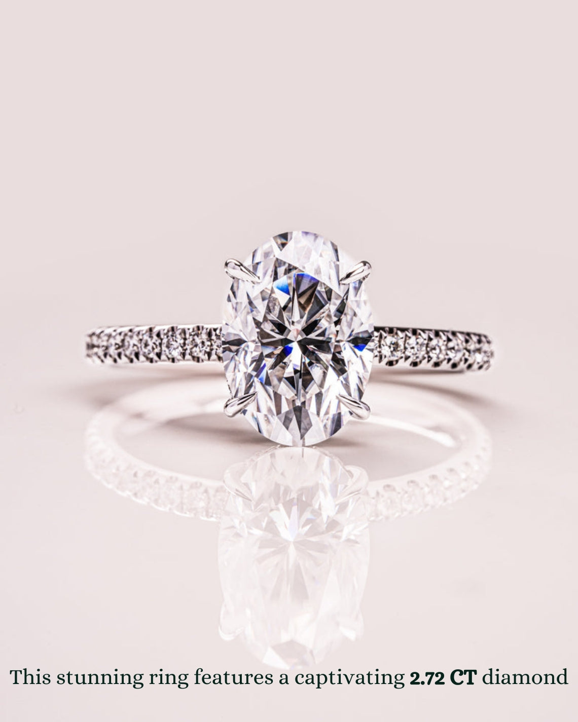 1.72 - 3.72 CT Oval F/VS1 CVD Diamond Hidden Halo Pave Setting Engagement Ring - Camila Brown