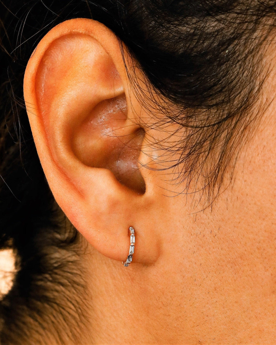 0.22 TCW Baguette Moissanite Diamond Hoop Earrings - Camila Brown