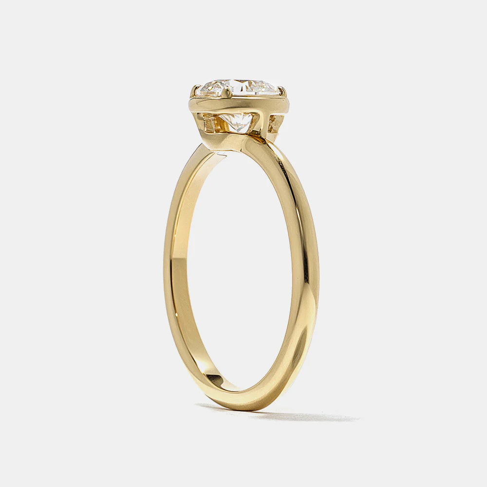 0.75 -2.50 CT Round CVD Diamond Bezel Solitaire Engagement Ring