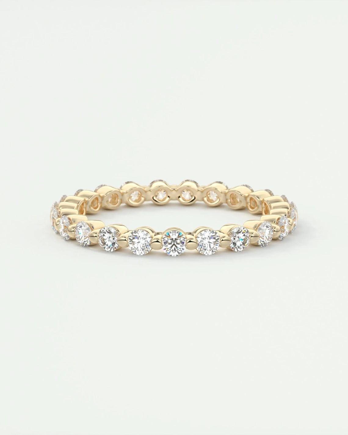 0.69 TCW Round CVD Diamond bubble prong Wedding Band - Camila Brown