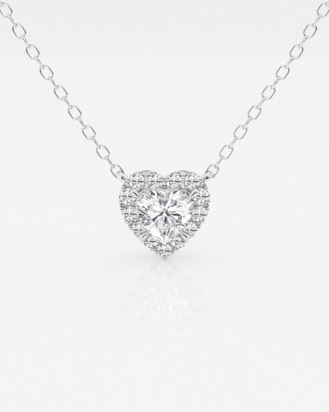 0.40 CT Heart Moissanite Diamond Halo Style Necklace - Camila Brown