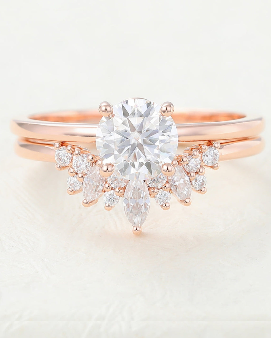 0.68 CT Round Moissanite Solitaire Bridal Ring Set - Camila Brown