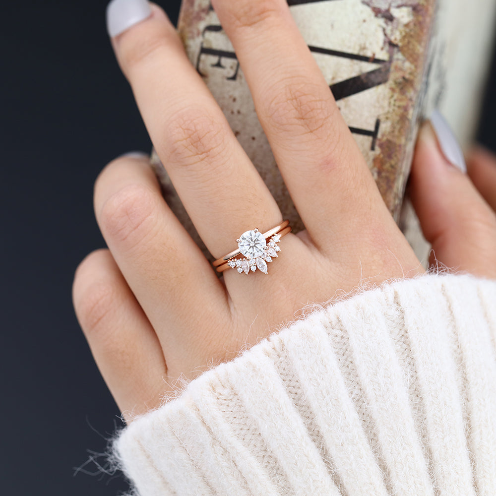 0.68 CT Round Moissanite Solitaire Bridal Ring Set - Camila Brown