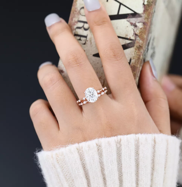 3.0 CT Oval Moissanite Solitaire Bridal Ring Set - Camila Brown