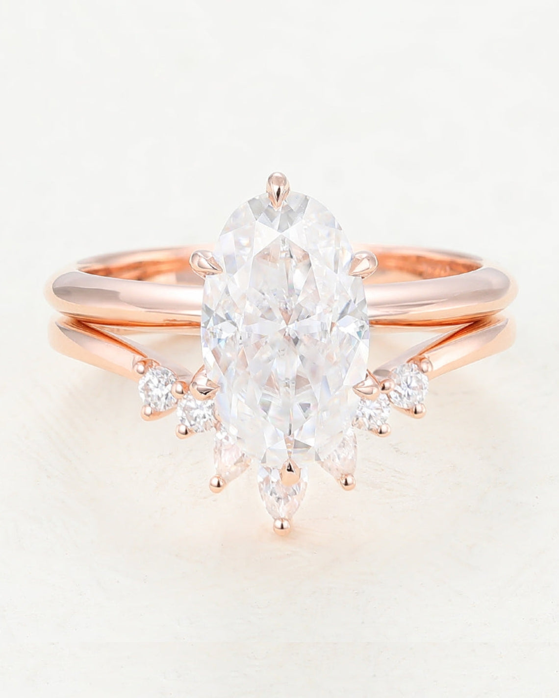 2.50 CT Oval Moissanite Solitaire Bridal Ring Set - Camila Brown