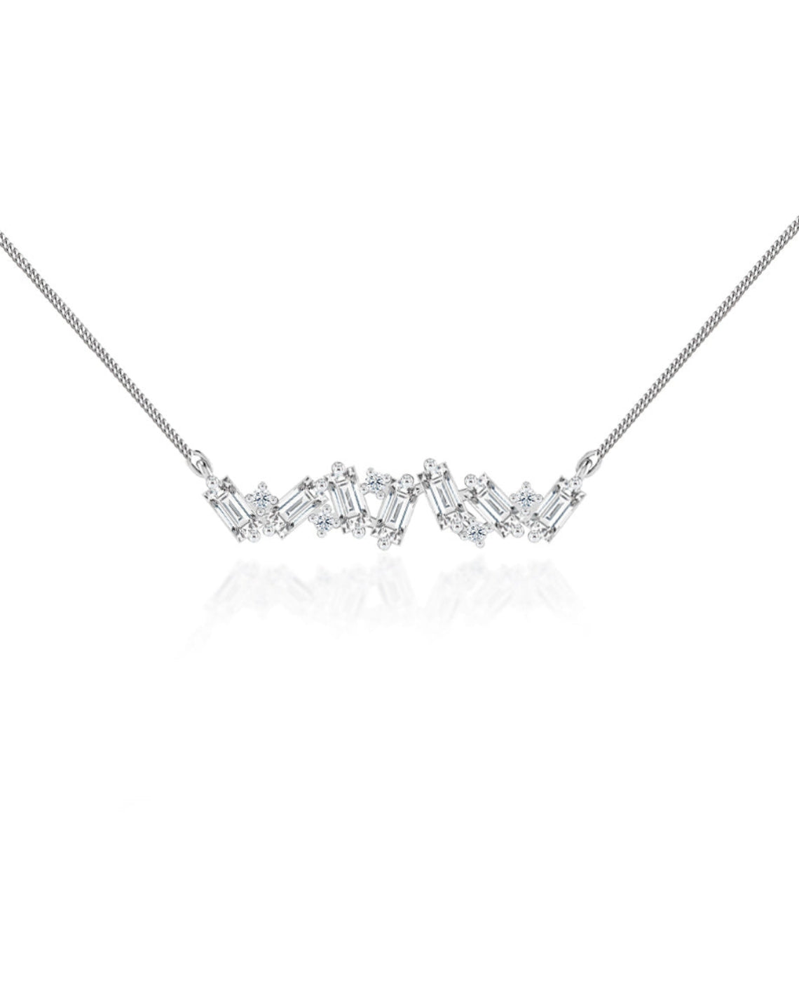 1.0 TCW Emerald & Round Moissanite Diamond Cluster Style Necklace - Camila Brown