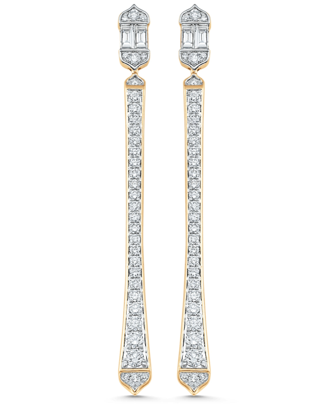 1.51 TCW Round & Baguette Moissanite Diamond Long Drop Earrings - Camila Brown