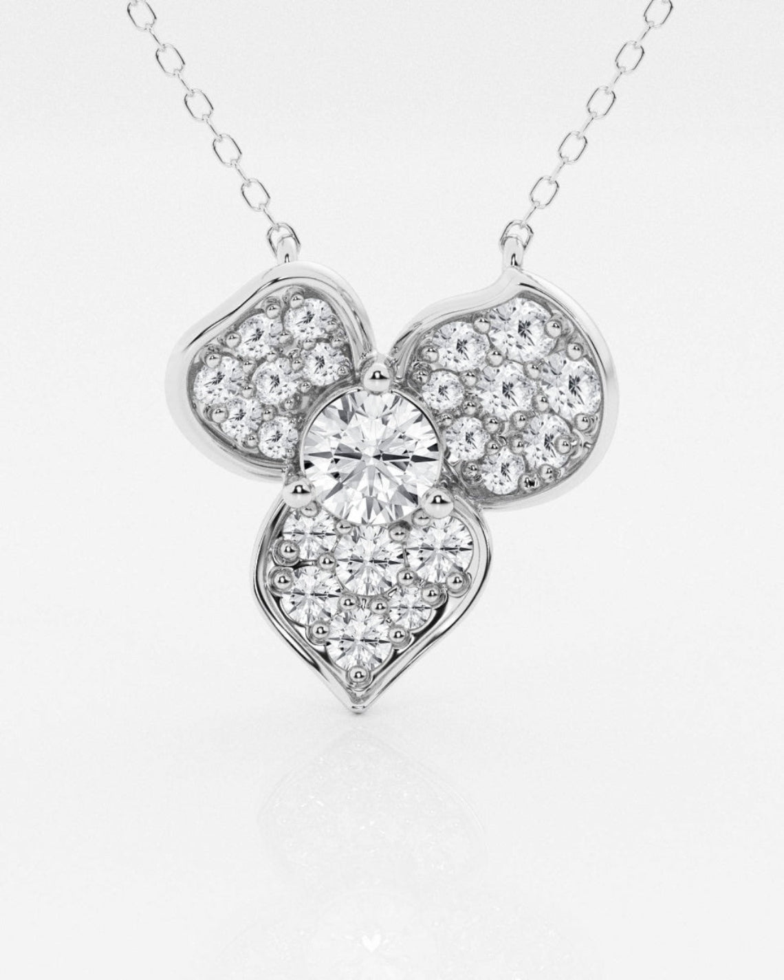 0.38 CT Round Moissanite Diamond Pave Flower Pendant Necklace - Camila Brown