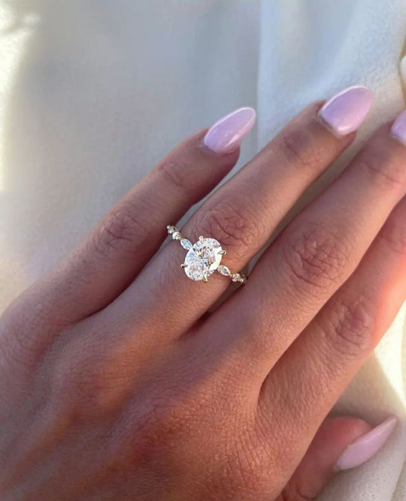 1.50 CT Oval F/VVS2 CVD Diamond Pave Setting Engagement Ring - Camila Brown