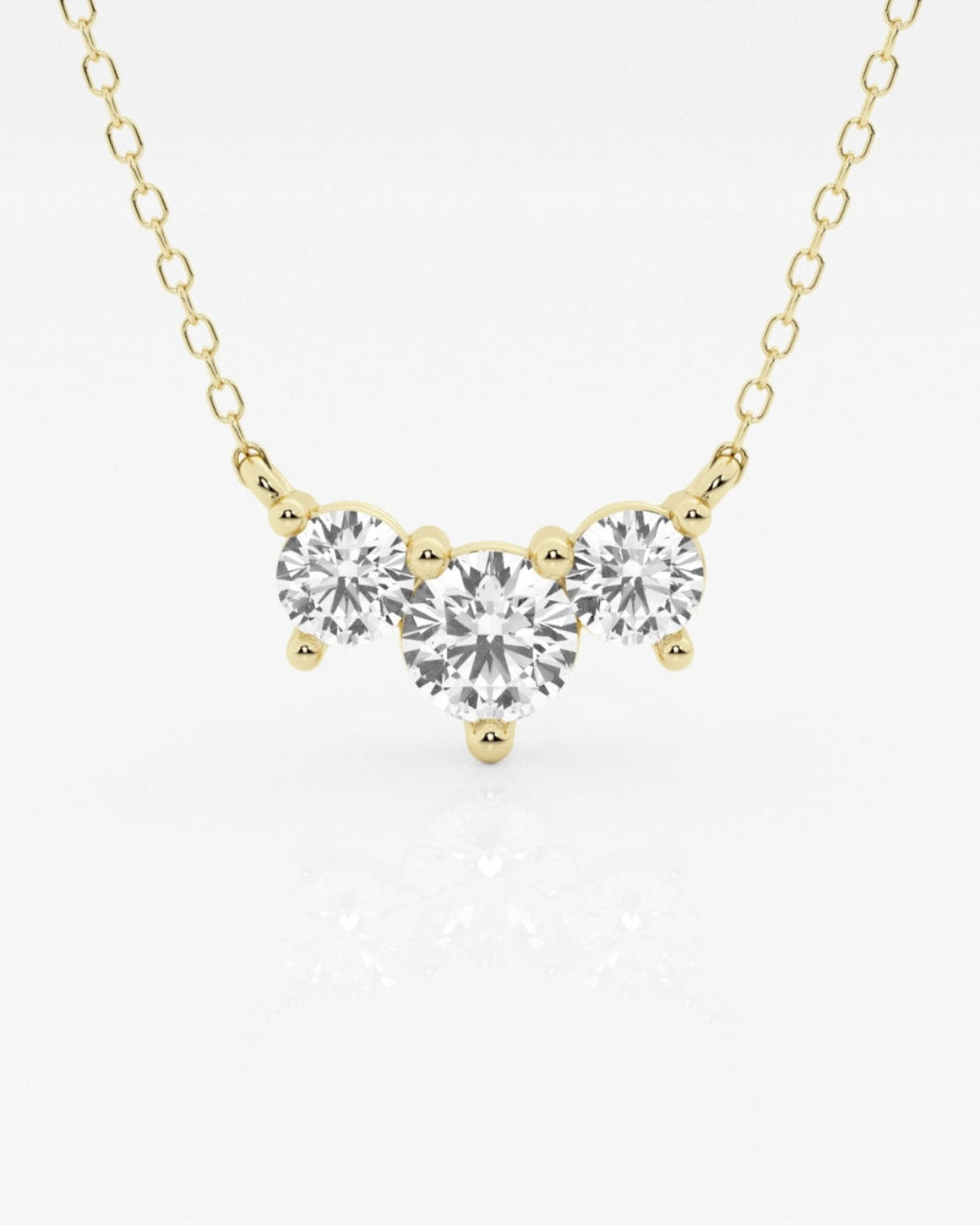 1.0 TCW Round Moissanite Diamond Three Stone Necklace - Camila Brown