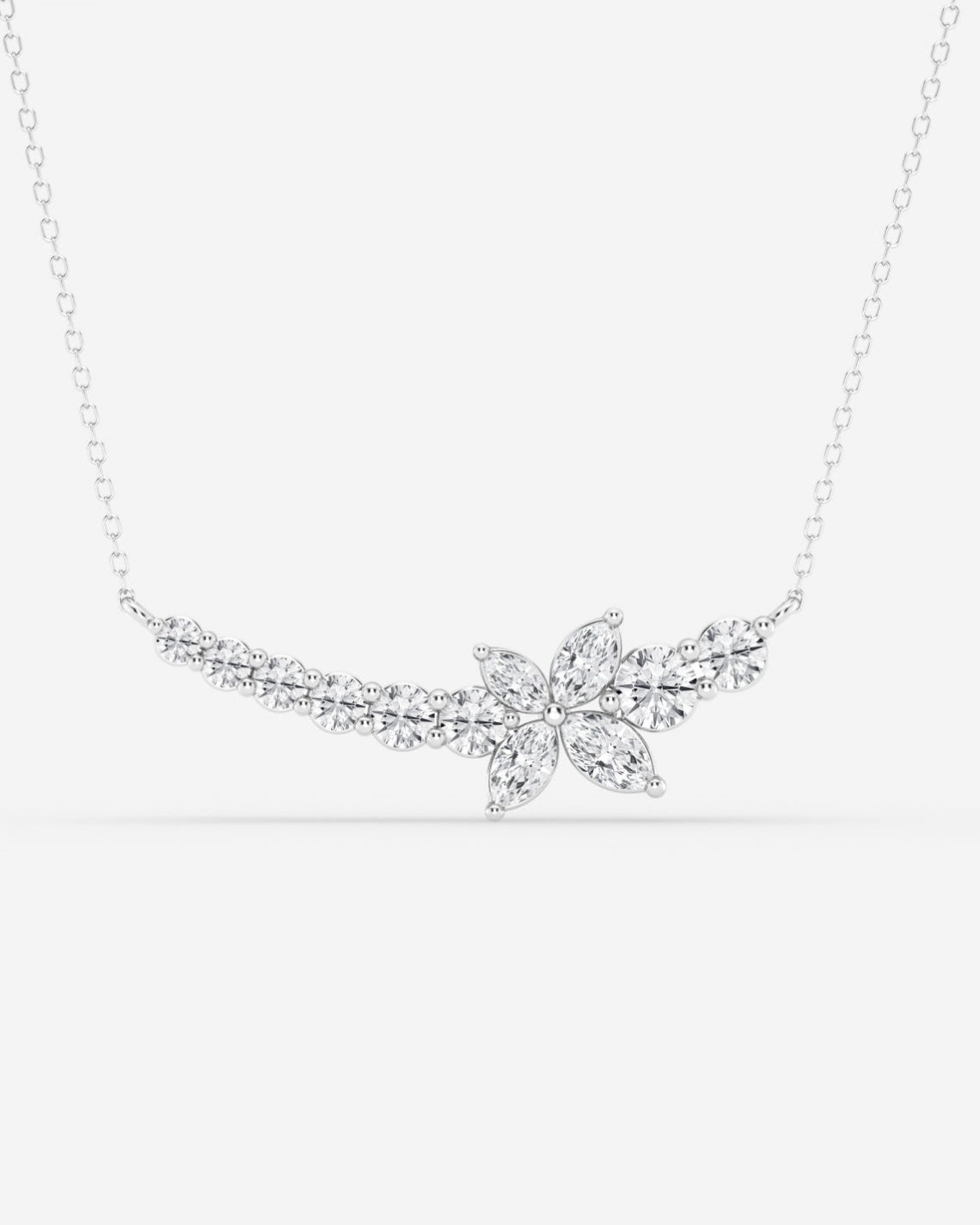 1.66 TCW Marquise & Round Moissanite Diamond Curved Butterfly Necklace - Camila Brown