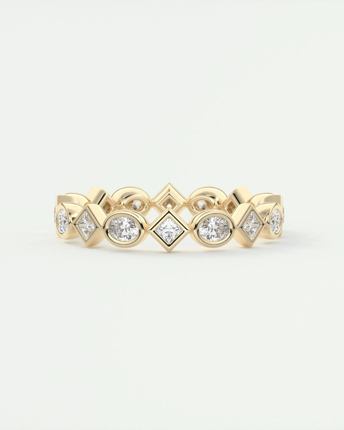 0.72 TCW Oval & Princess CVD Diamond Bezel Setting Wedding Band - Camila Brown