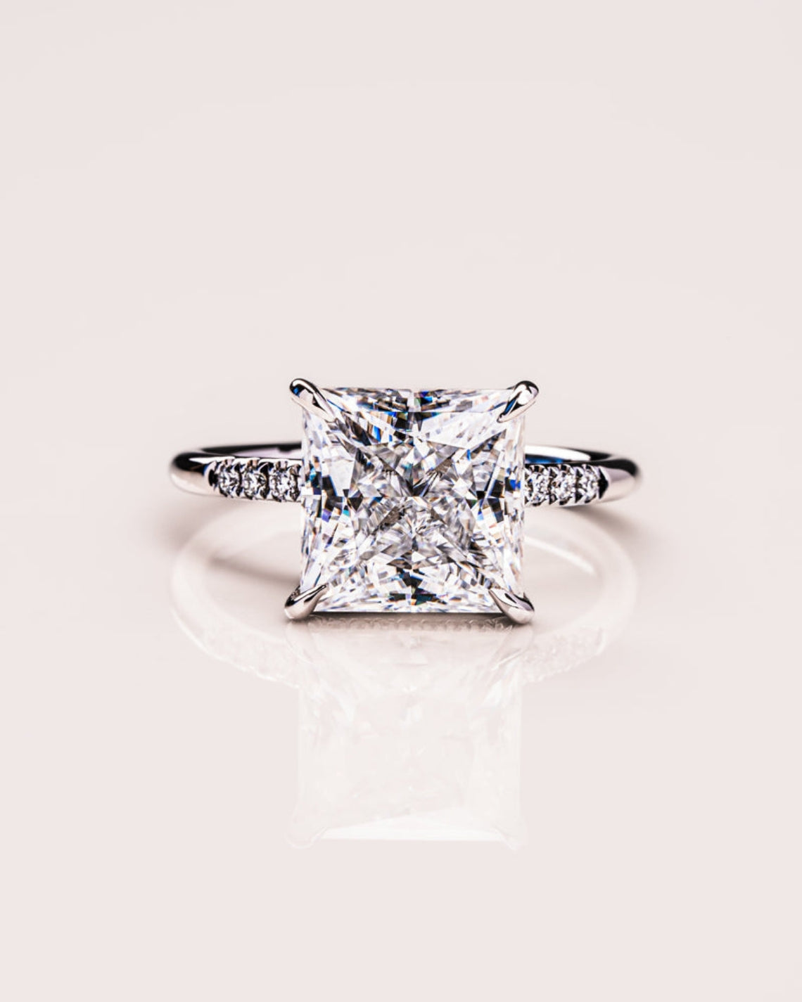 1.87 - 3.87 CT Princess E/VS1 CVD Diamond Hidden Halo Engagement Ring - Camila Brown