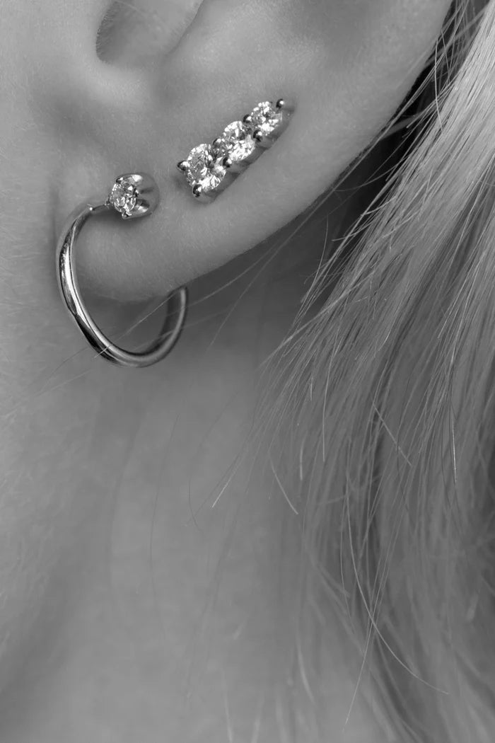 0.05 TCW Mini Round Cut Moissanite Diamond Hoops Earrings