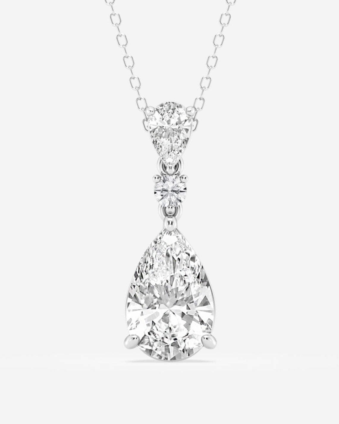 3.50 CT Pear Moissanite Diamond Three Stone Necklace - Camila Brown