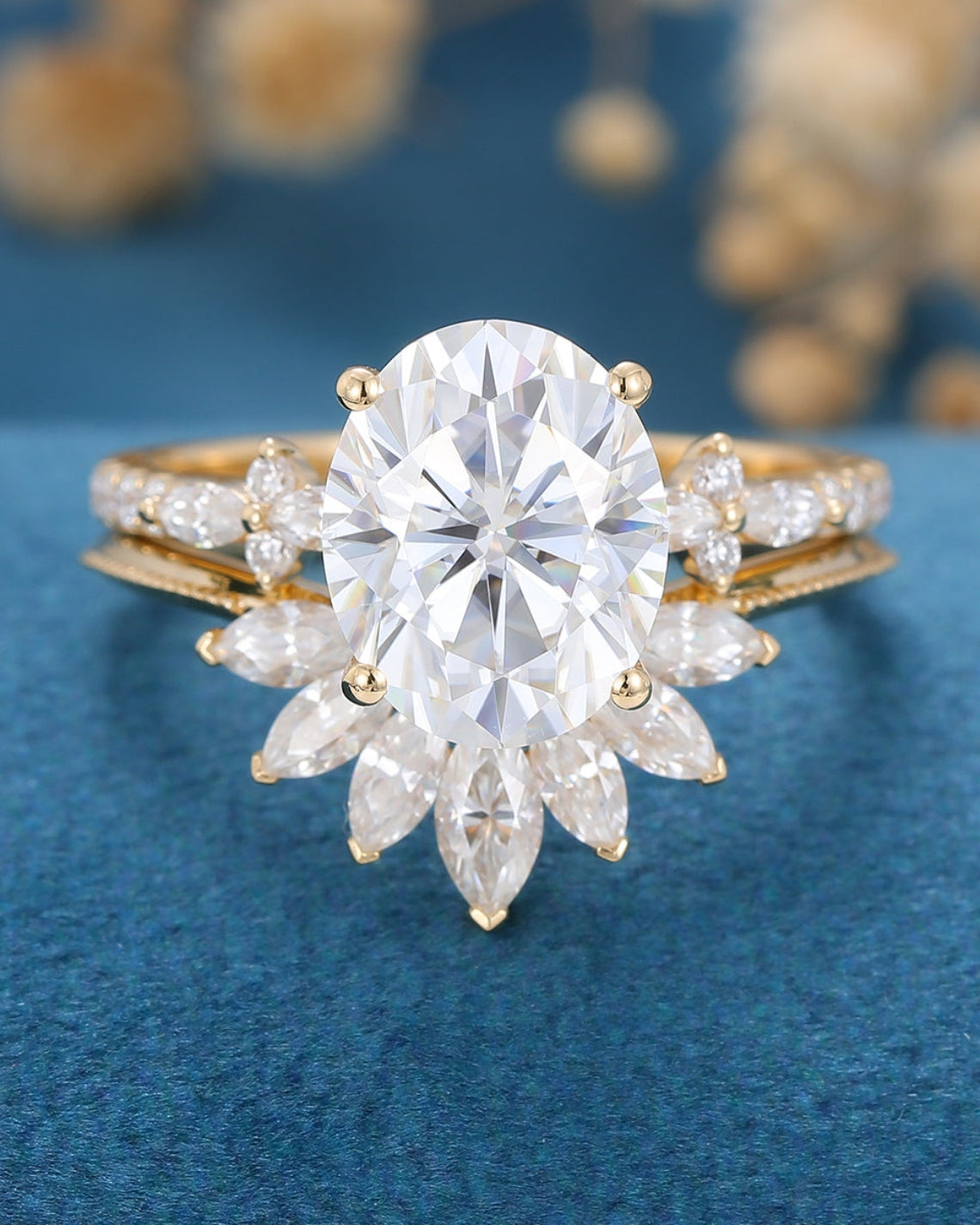 2.72 CT Oval Shaped Moissanite Pave Setting Bridal Set - Camila Brown