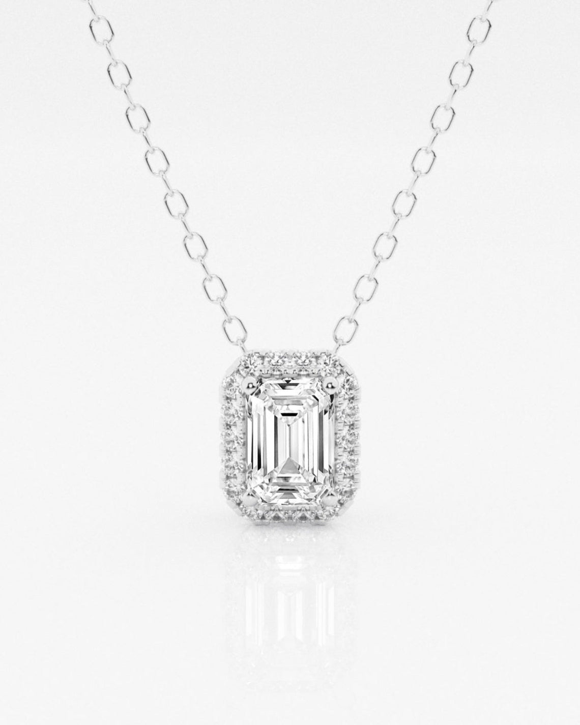 0.50 TC Emerald Moissanite Diamond Halo Style Necklace - Camila Brown