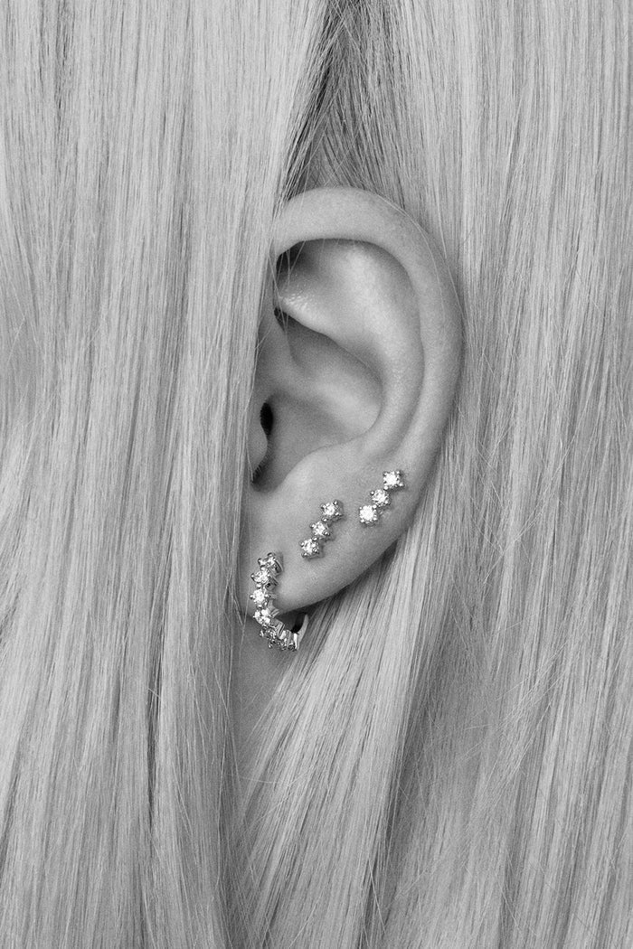 0.05 TCW Mini Round Cut Moissanite Diamond Bar Studs Earrings