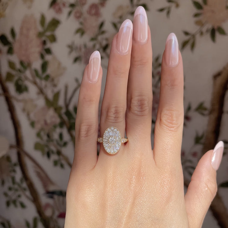 0.35 CT Round Shape Ballerina Lab Grown Engagement  Ring