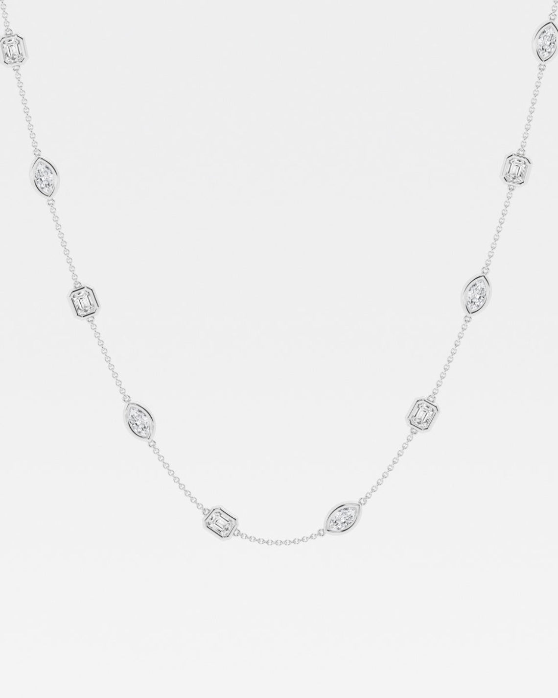 2.80 TCW Marquise & Emerald Moissanite Diamond Bezel Style Necklace - Camila Brown