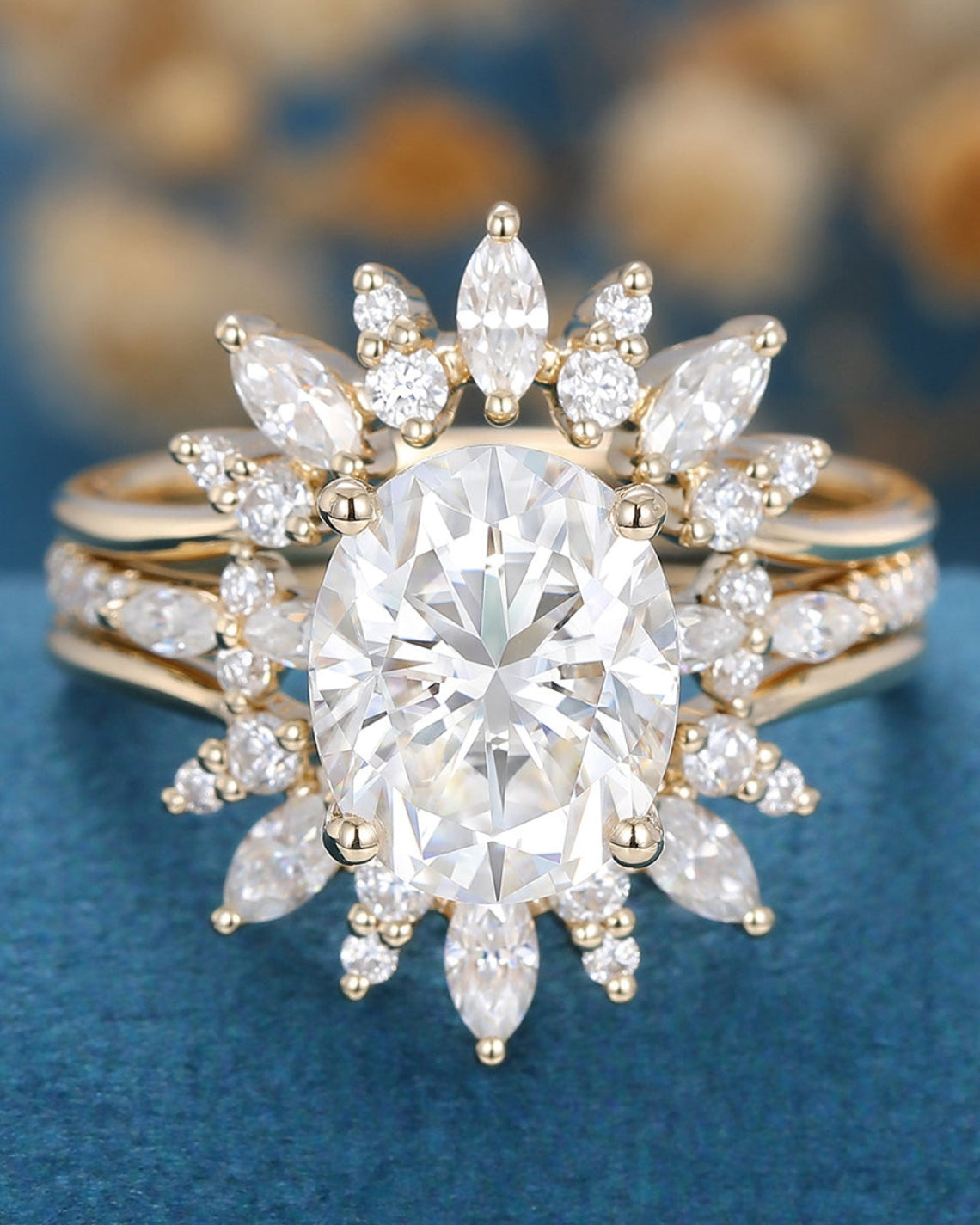 2.72 CT Oval Shaped Moissanite Pave Setting Bridal Set - Camila Brown