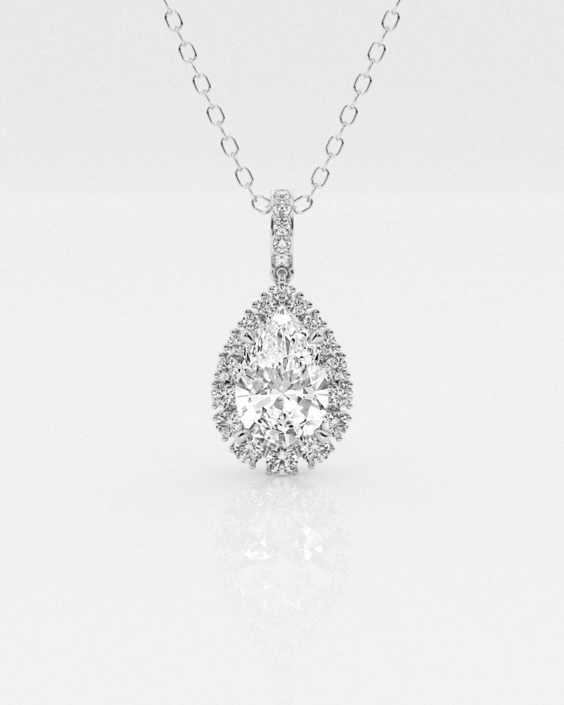 2.0 CT Pear Moissanite Diamond Halo Necklace - Camila Brown