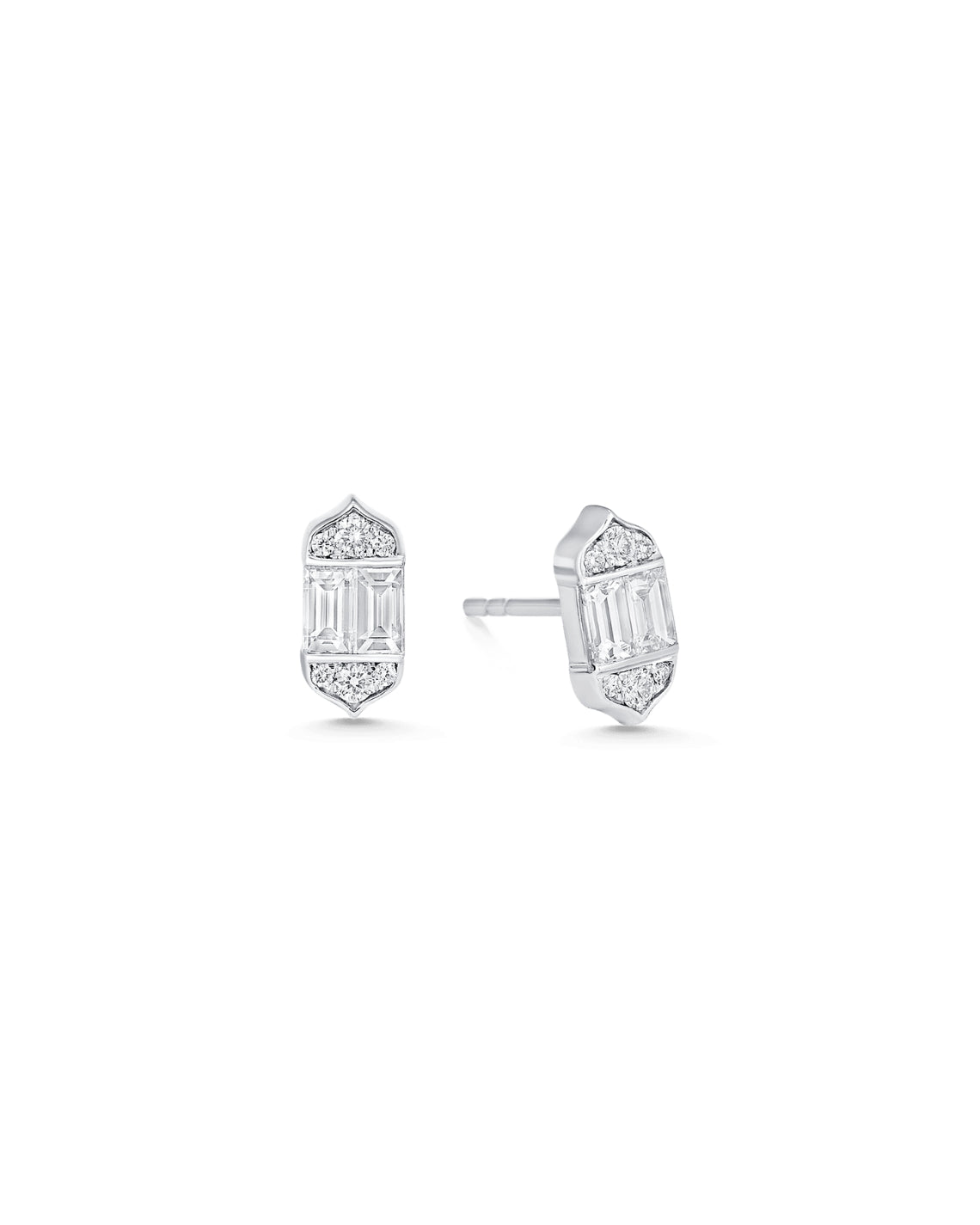0.61 TCW Round & Baguette Moissanite Diamond Stud Earrings - Camila Brown