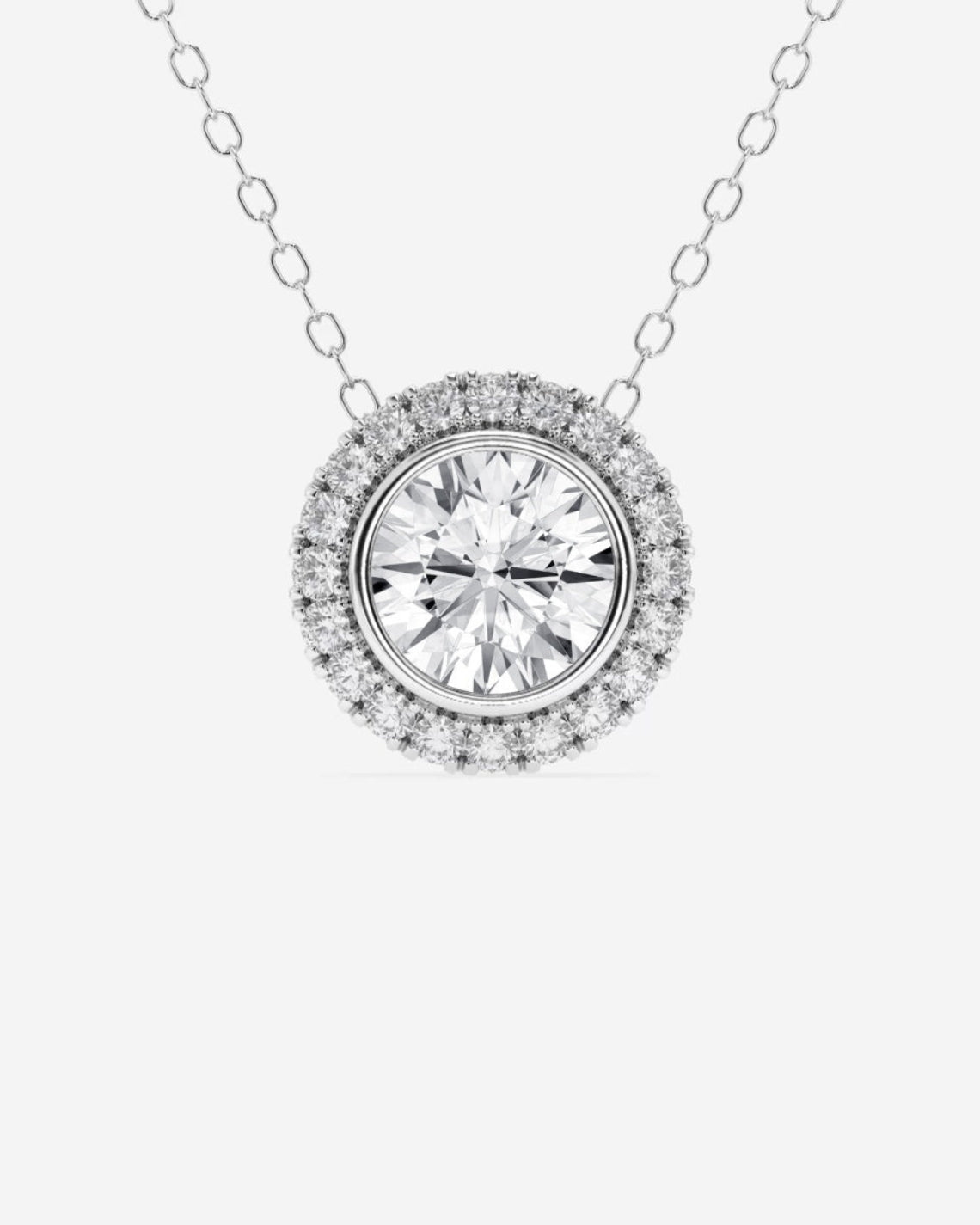 1.50 TC Round Moissanite Diamond Halo Style Necklace - Camila Brown