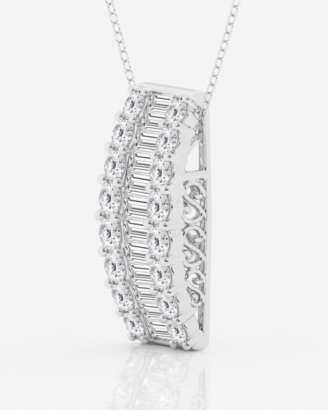3.0 TCW Round & Baguette Moissanite Diamond Pendant Necklace - Camila Brown