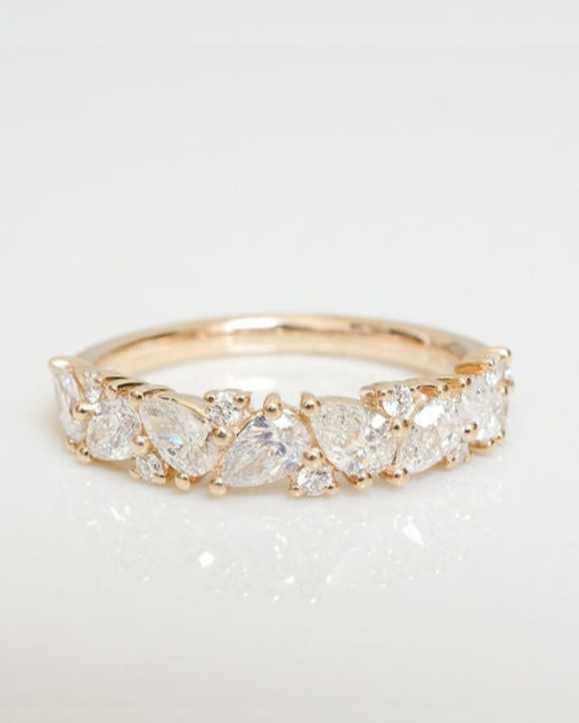 0.98 TCW Round & Pear CVD Diamond Cluster Wedding Band - Camila Brown
