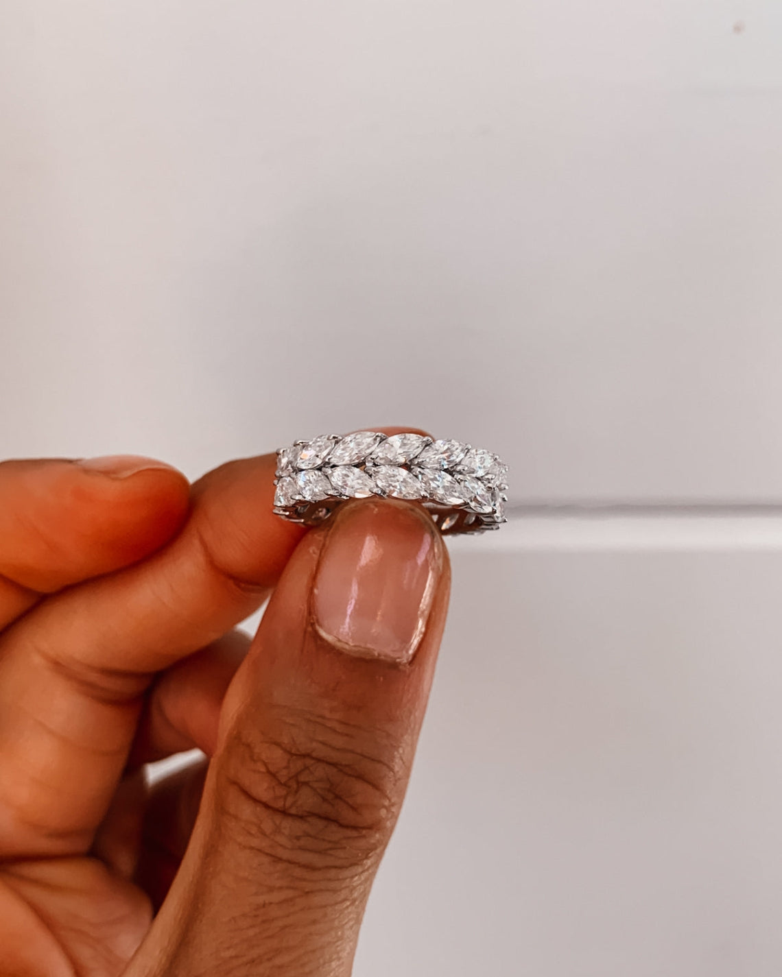 7.50 TCW Marquise CVD Diamond Double Row Wedding Band - Camila Brown
